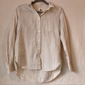 LOFT cream and silver plaid top